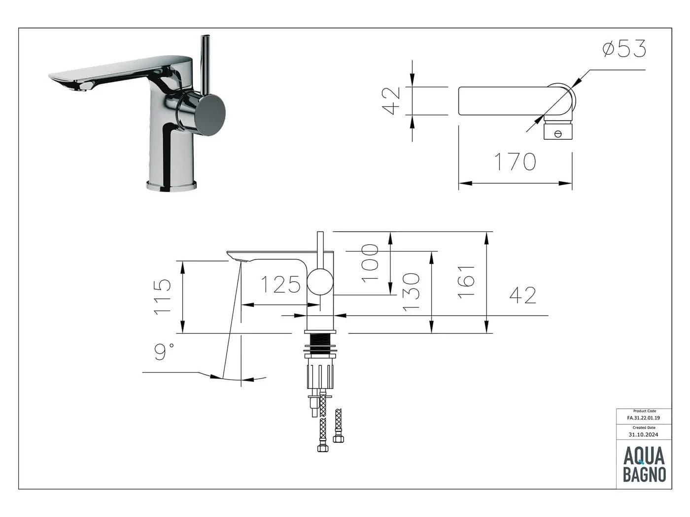 Aqua Bagno Waschtischarmatur Einhebelmischer verchromt - Bild 5