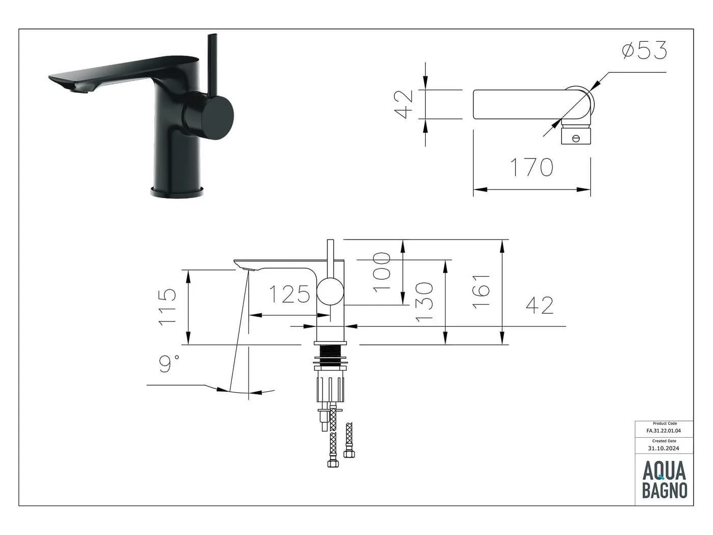 Aqua Bagno Waschtischarmatur Einhebelmischer matt schwarz - Bild 5