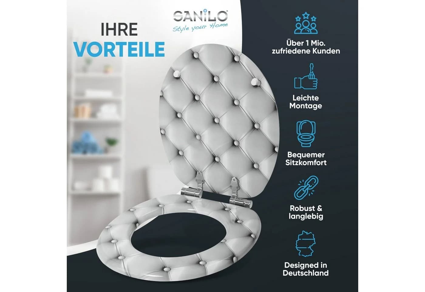 Sanilo WC-Sitz Comfort Grau mit Absenkautomatik