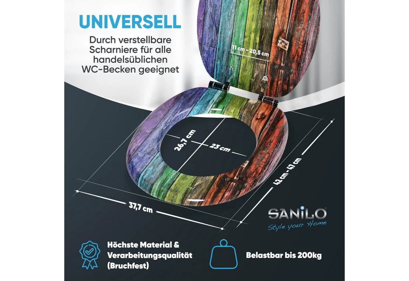 Sanilo WC-Sitz Rainbow mit Absenkautomatik, hochwertig & modern, universell, leichte Montage - Bild 4