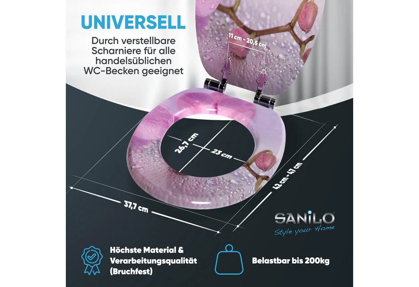 Sanilo WC-Sitz Blooming Rosa mit Absenkautomatik Modern - Bild 4