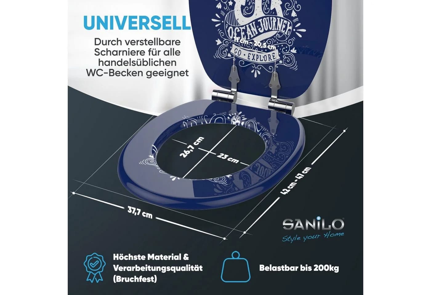 Sanilo WC-Sitz Anker mit Absenkautomatik universell modern - Bild 4