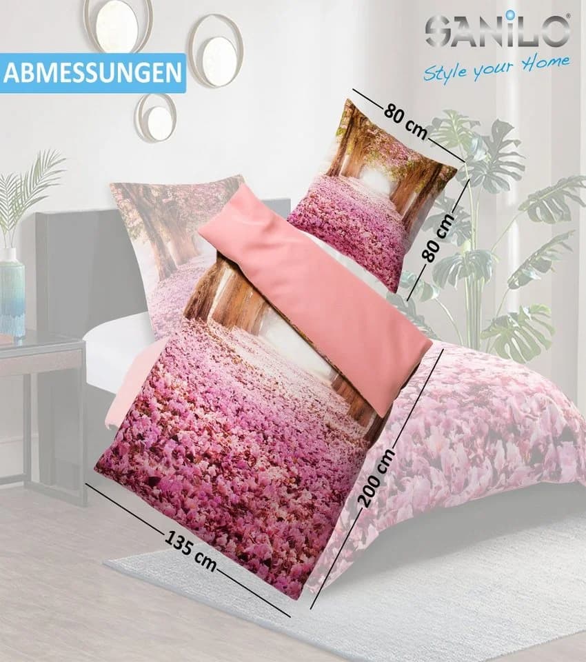 Sanilo Bettwäsche Romantik Rosa 135x200 cm 2-teilig Baumwolle - Bild 3