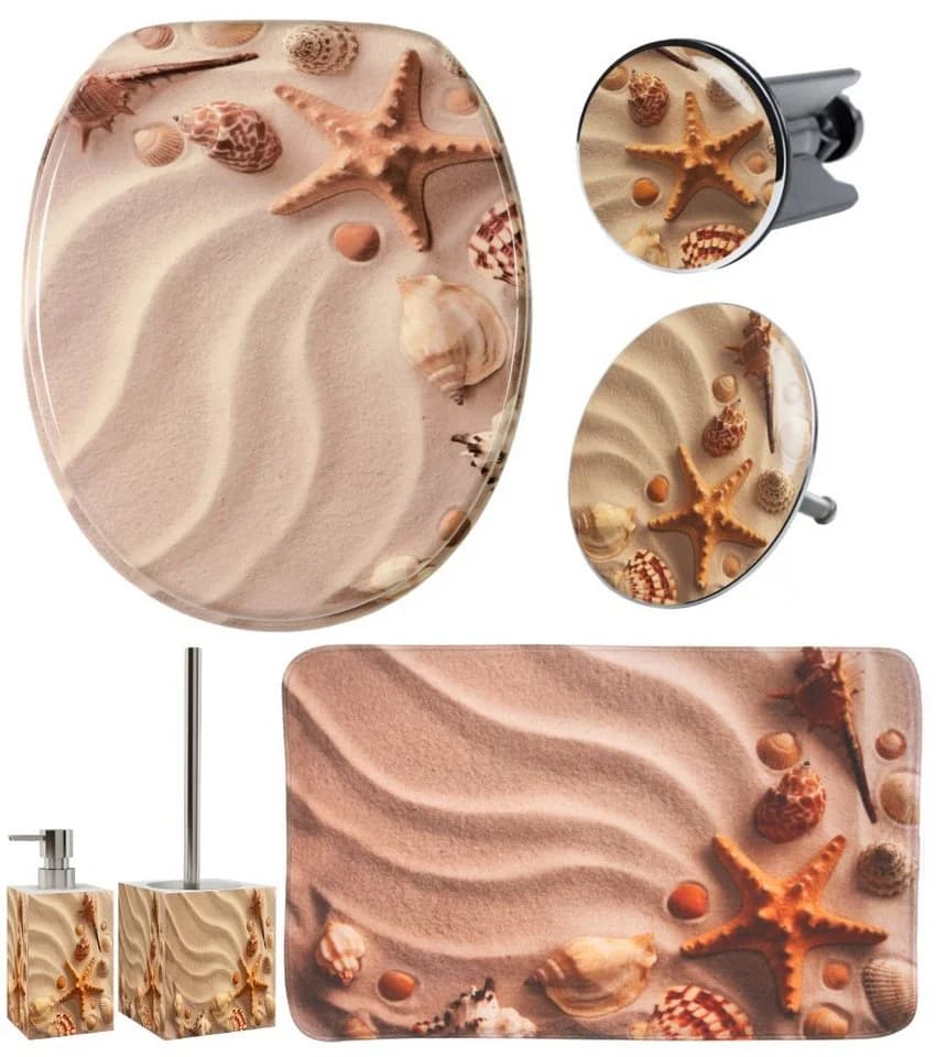 SANILO Badaccessoire-Set Sanibel Braun-Beige mit WC-Sitz, Teppich und Stöpseln - Bild 2
