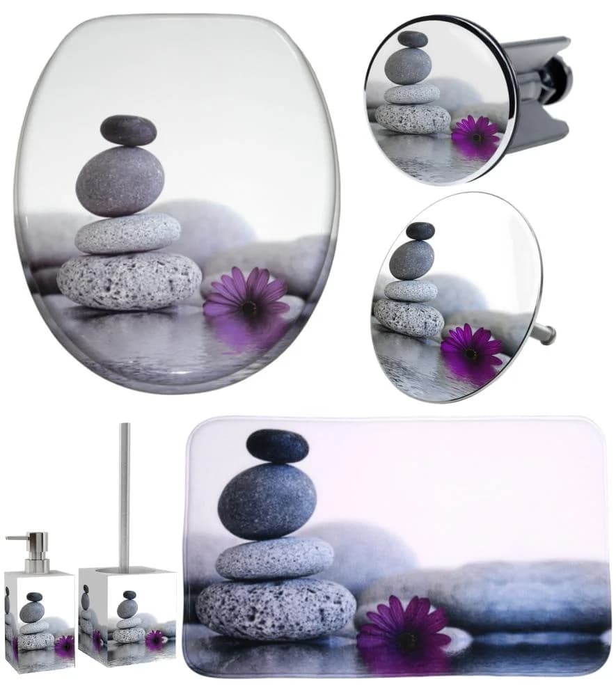 Sanilo Badaccessoire-Set 6-teilig Energy Stones WC-Sitz mit Absenkautomatik
