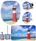 SANILO Badaccessoire-Set Leuchtturm blau-rot mit WC-Sitz, Teppich & Zubehör Bild 2