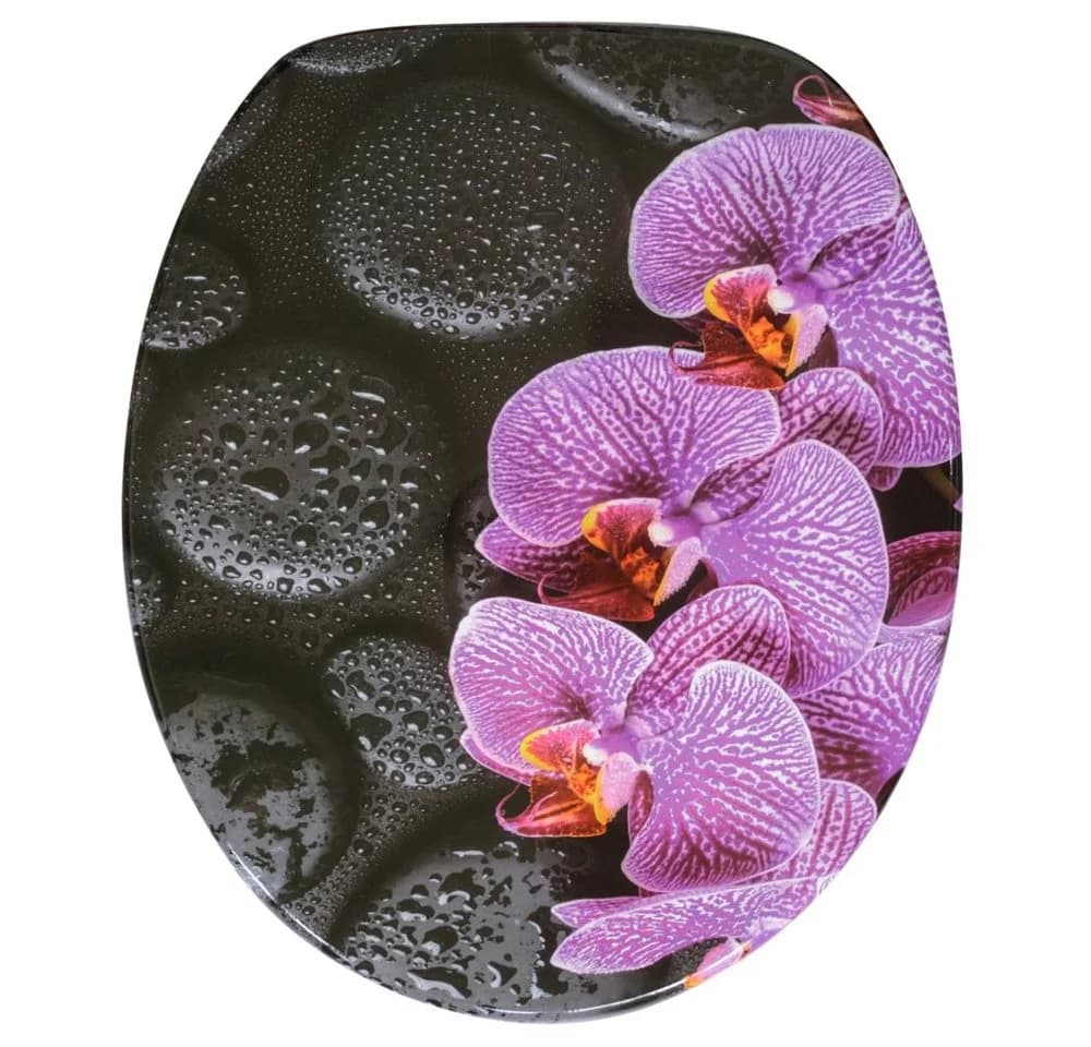 SANILO Badaccessoire-Set Madeira Lila-Schwarz mit WC-Sitz und Badteppich