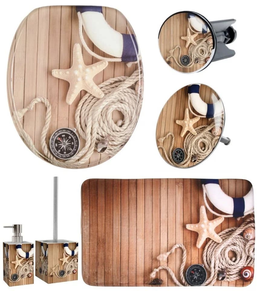 Sanilo Badaccessoire-Set 6-teilig Maritime WC-Sitz mit Absenkautomatik - Bild 2