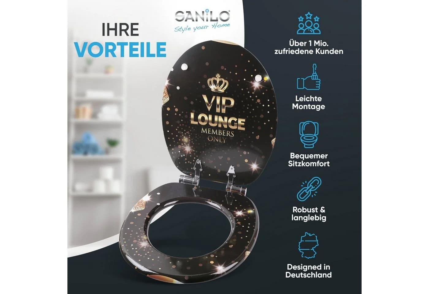Sanilo Badaccessoire-Set 3-teilig WC-Sitz mit Absenkautomatik Badteppich