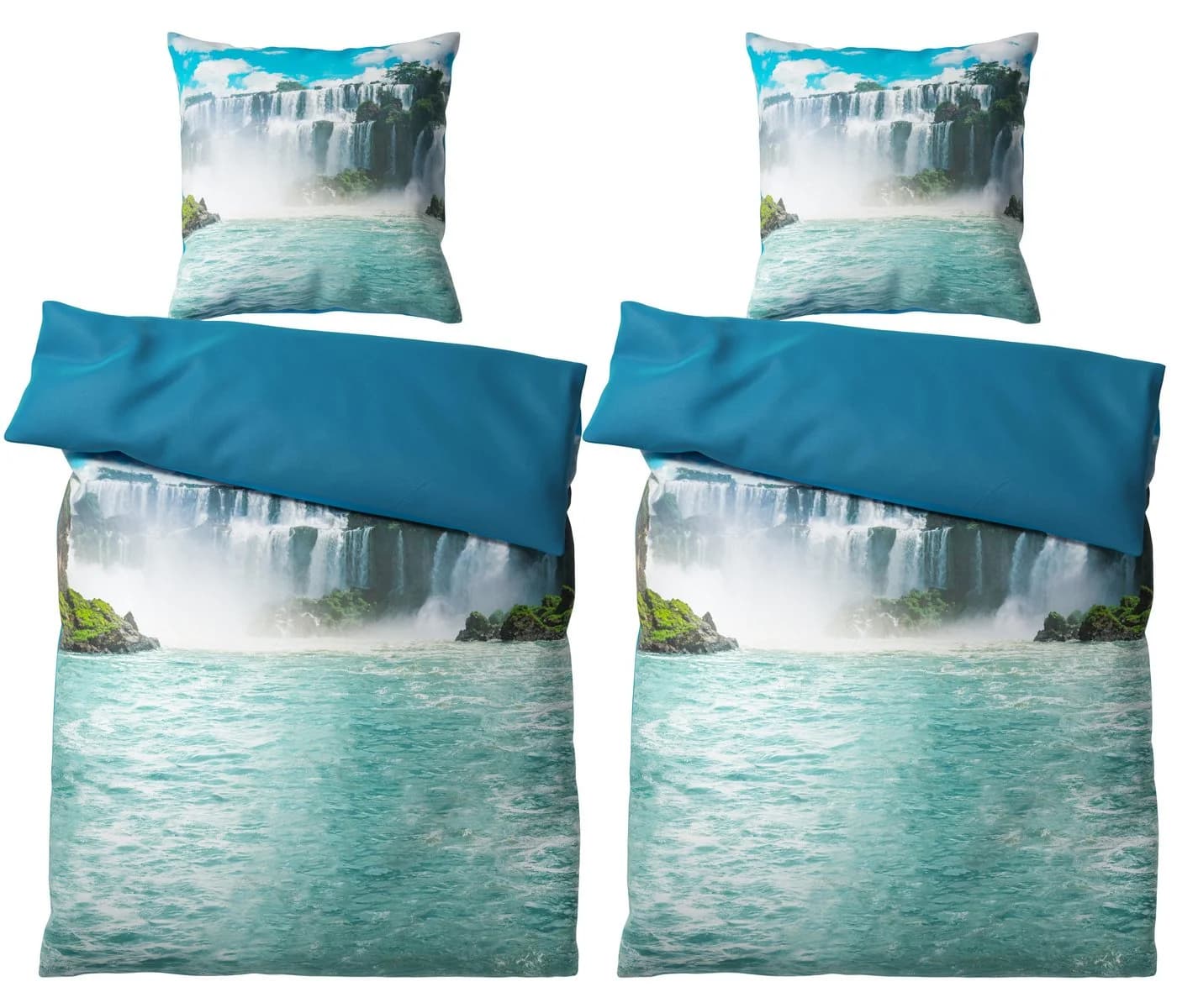 Sanilo Bettwäsche Wasserfall 4-teilig Blau Baumwolle - Bild 2
