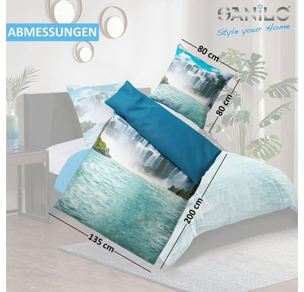 Sanilo Bettwäsche Wasserfall 4-teilig Blau Baumwolle - Bild 3