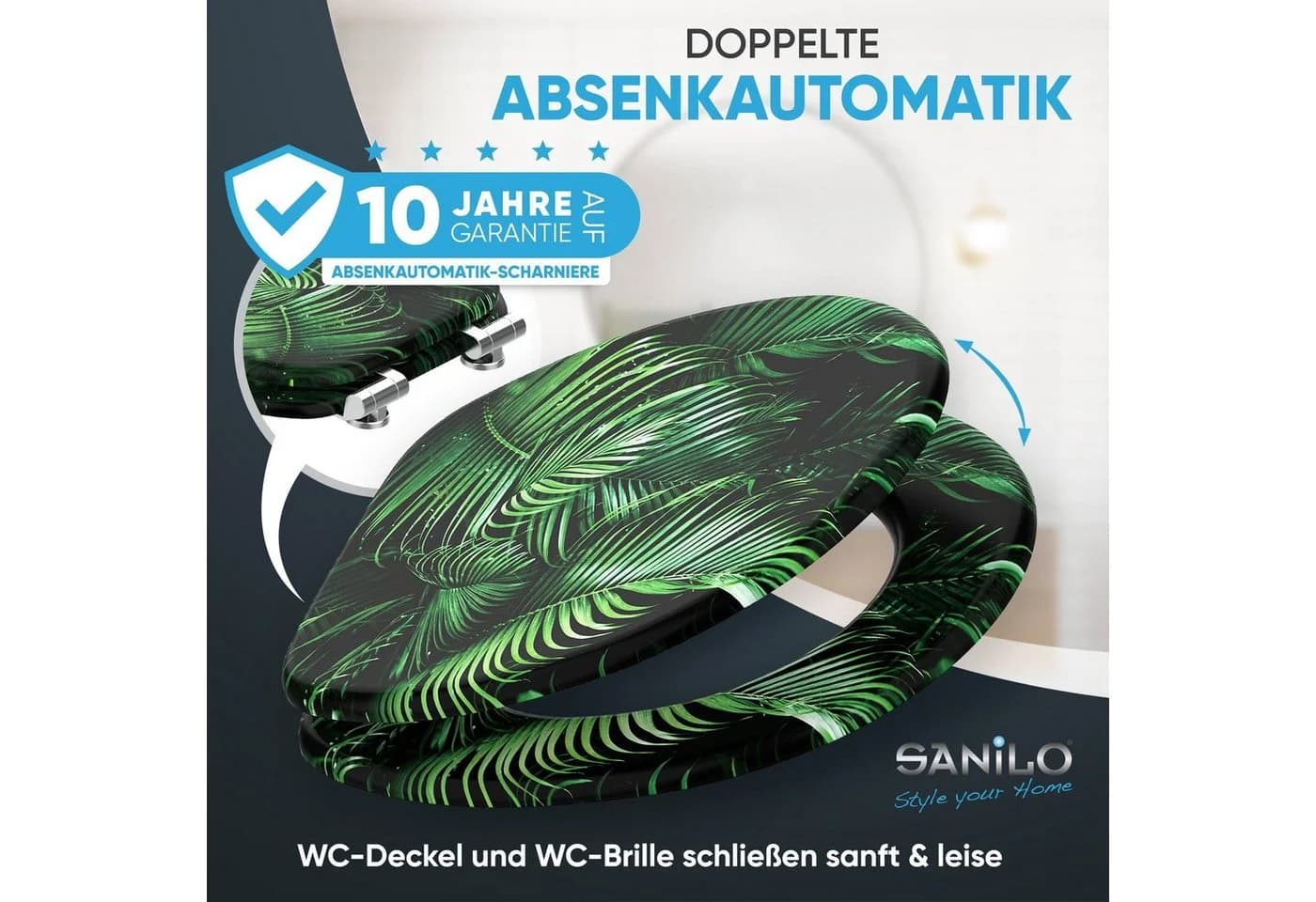 SANILO WC-Sitz Palmdream mit Absenkautomatik Grün/Schwarz - Bild 5