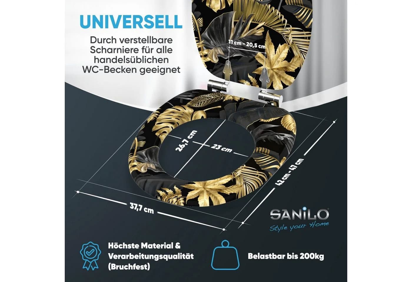 Sanilo WC-Sitz mit Absenkautomatik Holz Golden Leaves - Bild 4