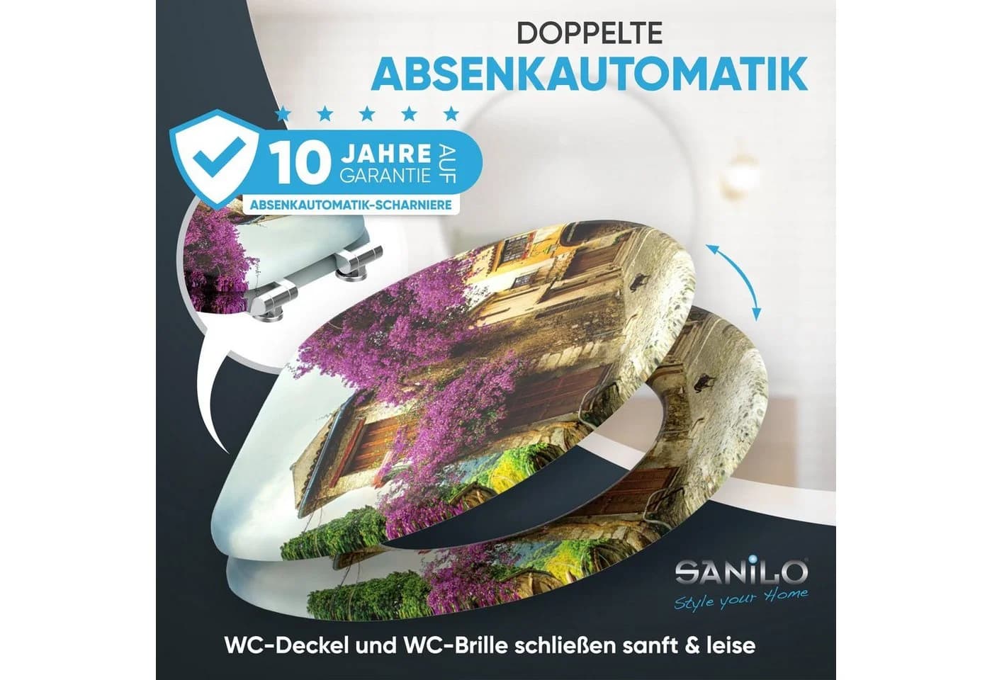 SANILO WC-Sitz Toskana Braun Bunt mit SoftClose - Bild 3