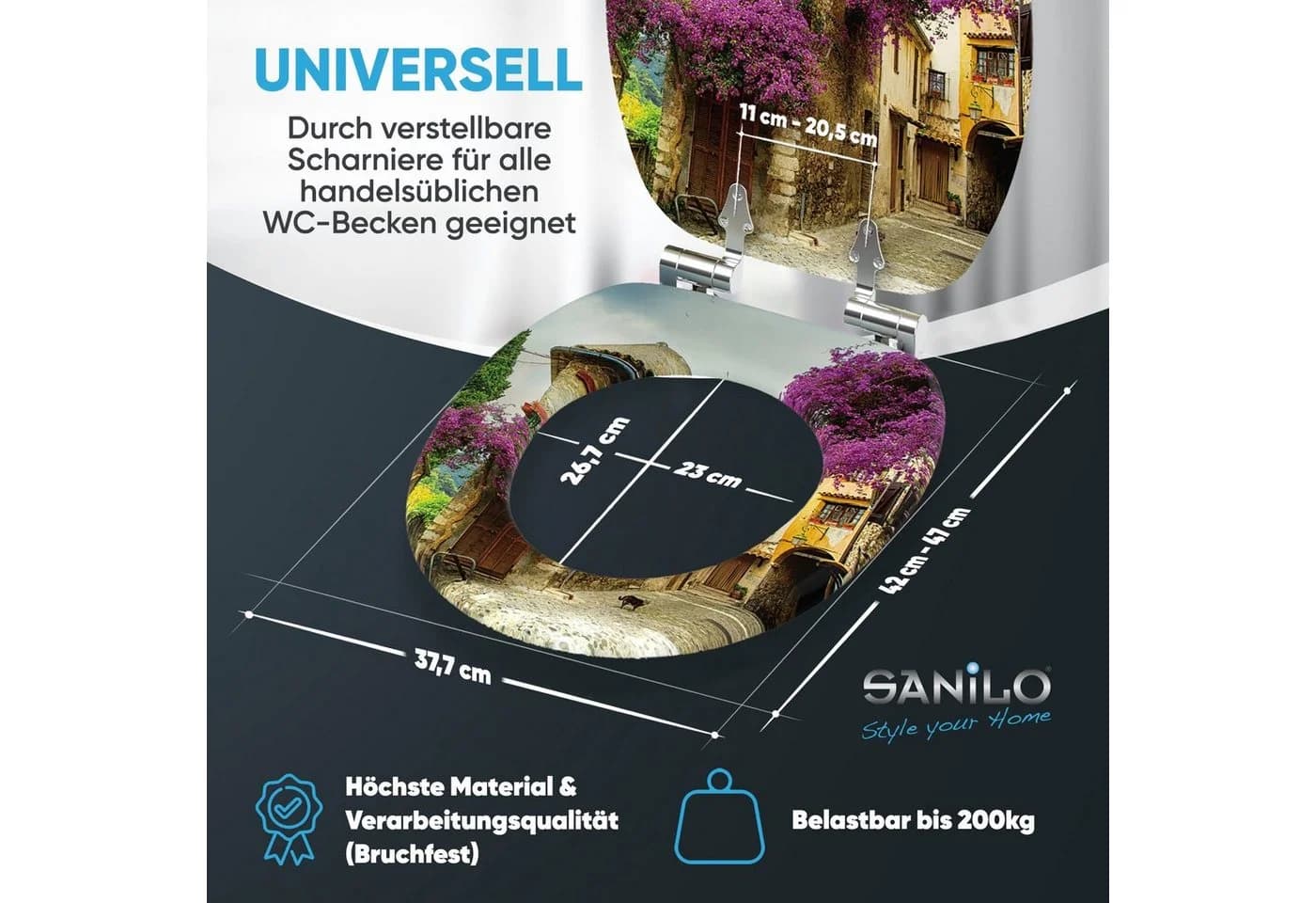 SANILO WC-Sitz Toskana Braun Bunt mit SoftClose - Bild 4