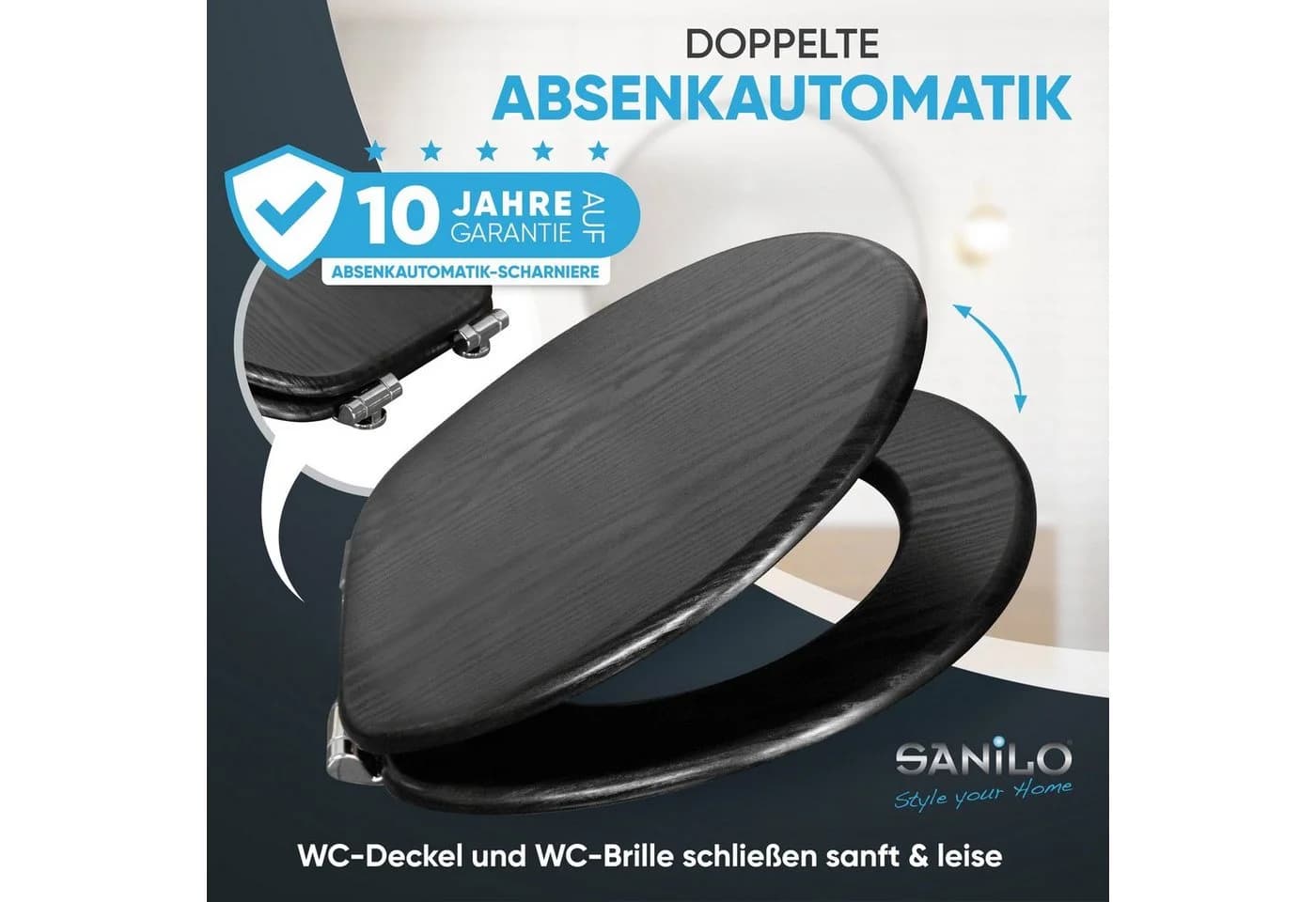 Sanilo WC-Sitz Black Wood mit Absenkautomatik Schwarz - Bild 3