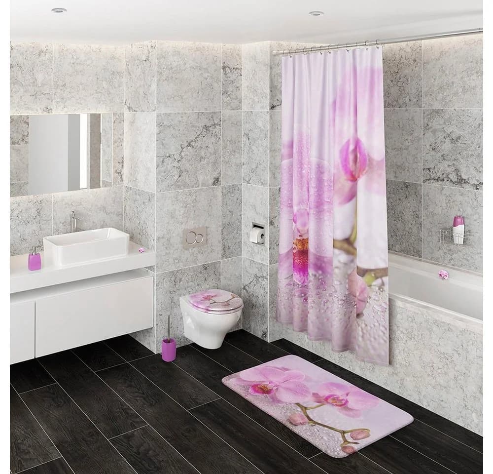 Sanilo Badaccessoire-Set 6-teilig Blooming Rosa WC-Sitz Absenkautomatik