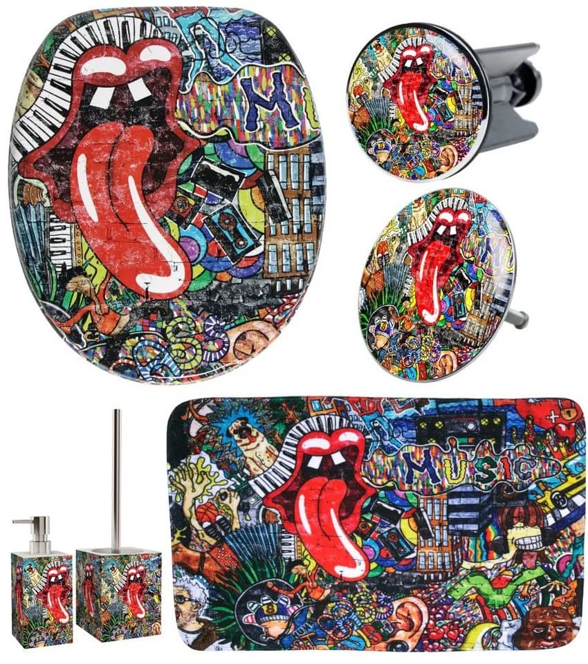 SANILO Badaccessoire-Set Graffiti Rot Massivholz - Bild 2