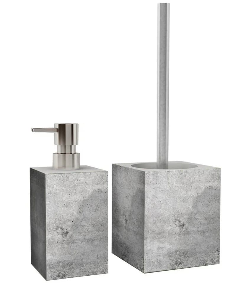 Sanilo Badaccessoire-Set Beton WC-Bürste und Seifenspender 2-tlg. Auswechselbarer Bürstenkopf - Bild 2