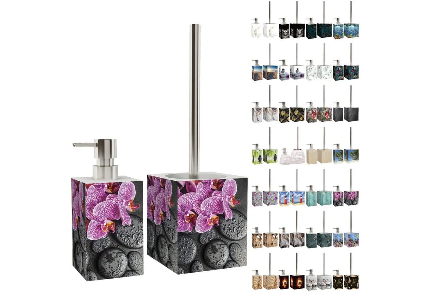 Sanilo Badaccessoire-Set mit Motiv, Seifenspender und WC-Bürste, 2-tlg., Desinfektionsspender, hochwertig & modern - Bild 2