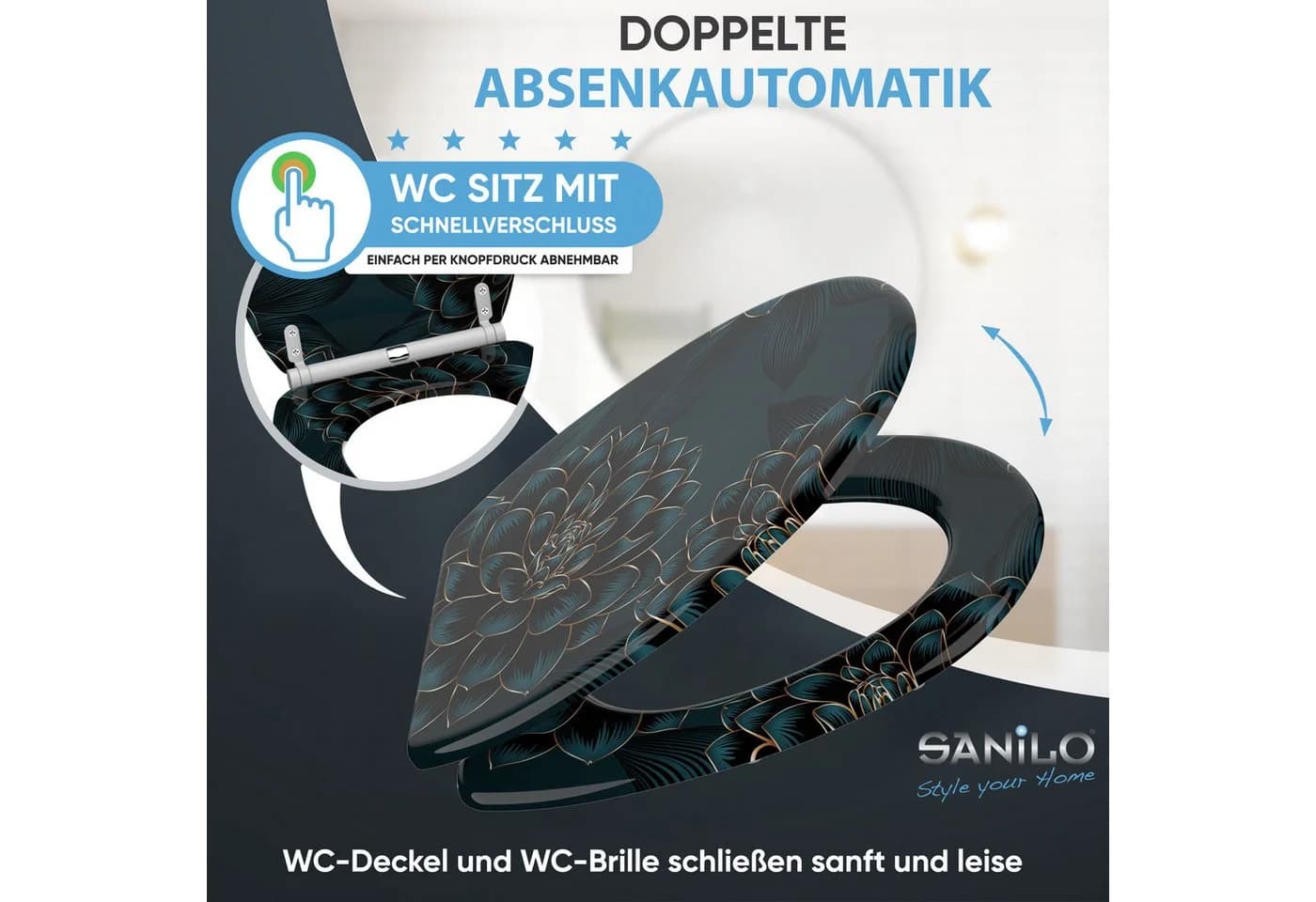 Sanilo WC-Sitz mit Absenkautomatik - Robustes Holz - Bunt Bedruckt - Bild 3
