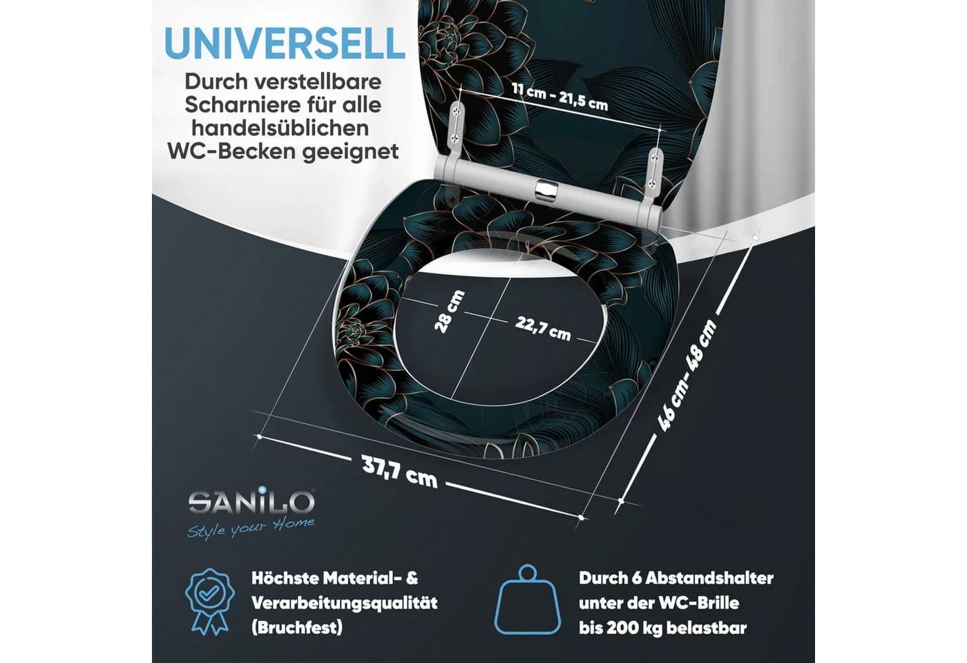 Sanilo WC-Sitz mit Absenkautomatik - Robustes Holz - Bunt Bedruckt - Bild 4