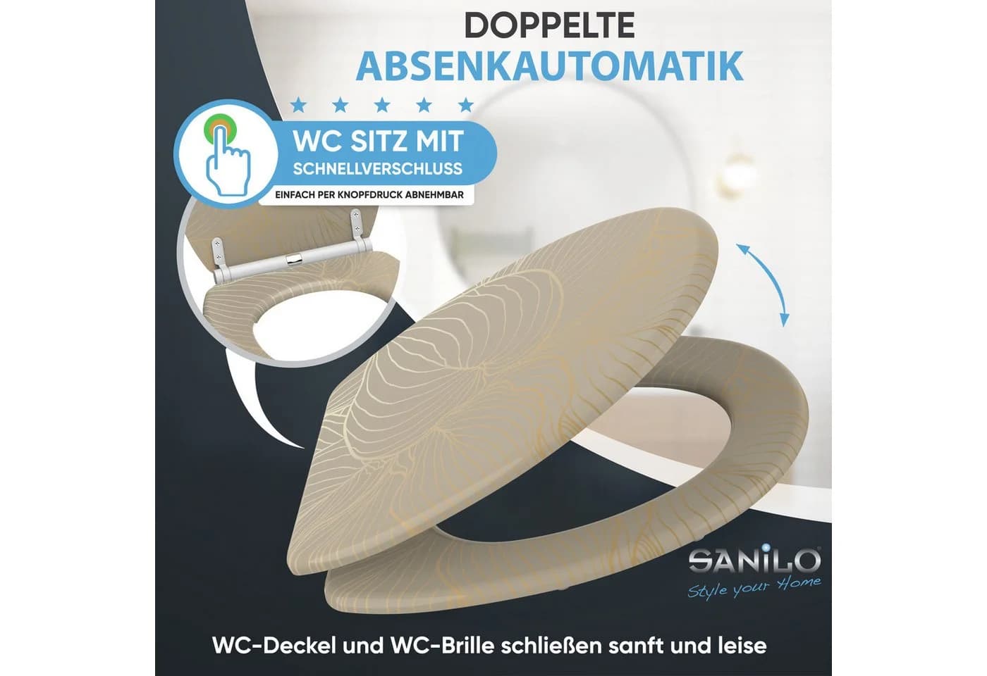 Sanilo WC-Sitz mit Absenkautomatik Braun Holz - Bild 3