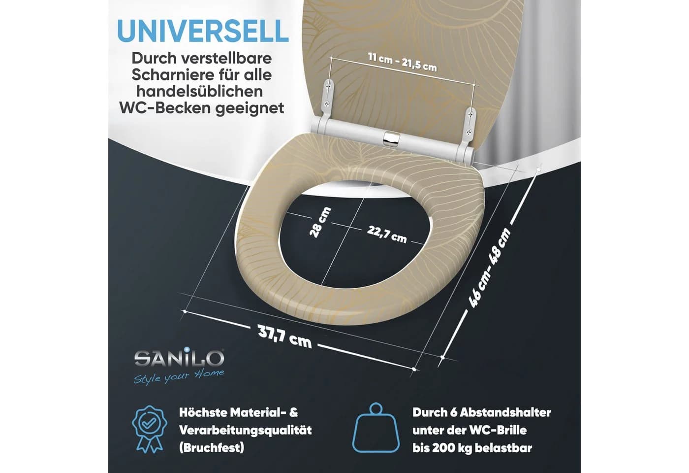 Sanilo WC-Sitz mit Absenkautomatik Braun Holz - Bild 4
