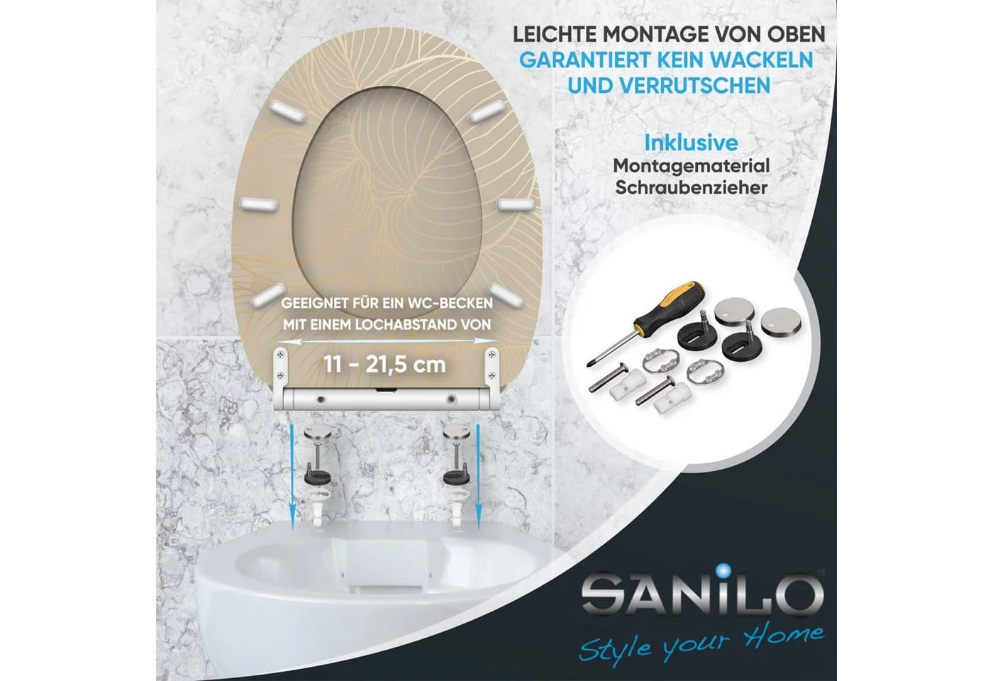 Sanilo WC-Sitz mit Absenkautomatik Braun Holz - Bild 5