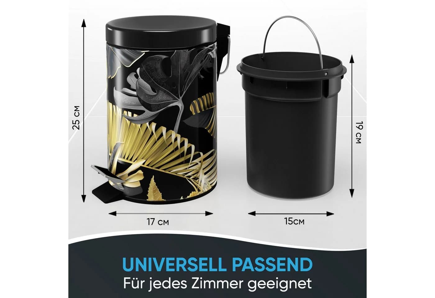 Sanilo Kosmetikeimer 3L Schwarz Fußpedal Absenkautomatik - Bild 3