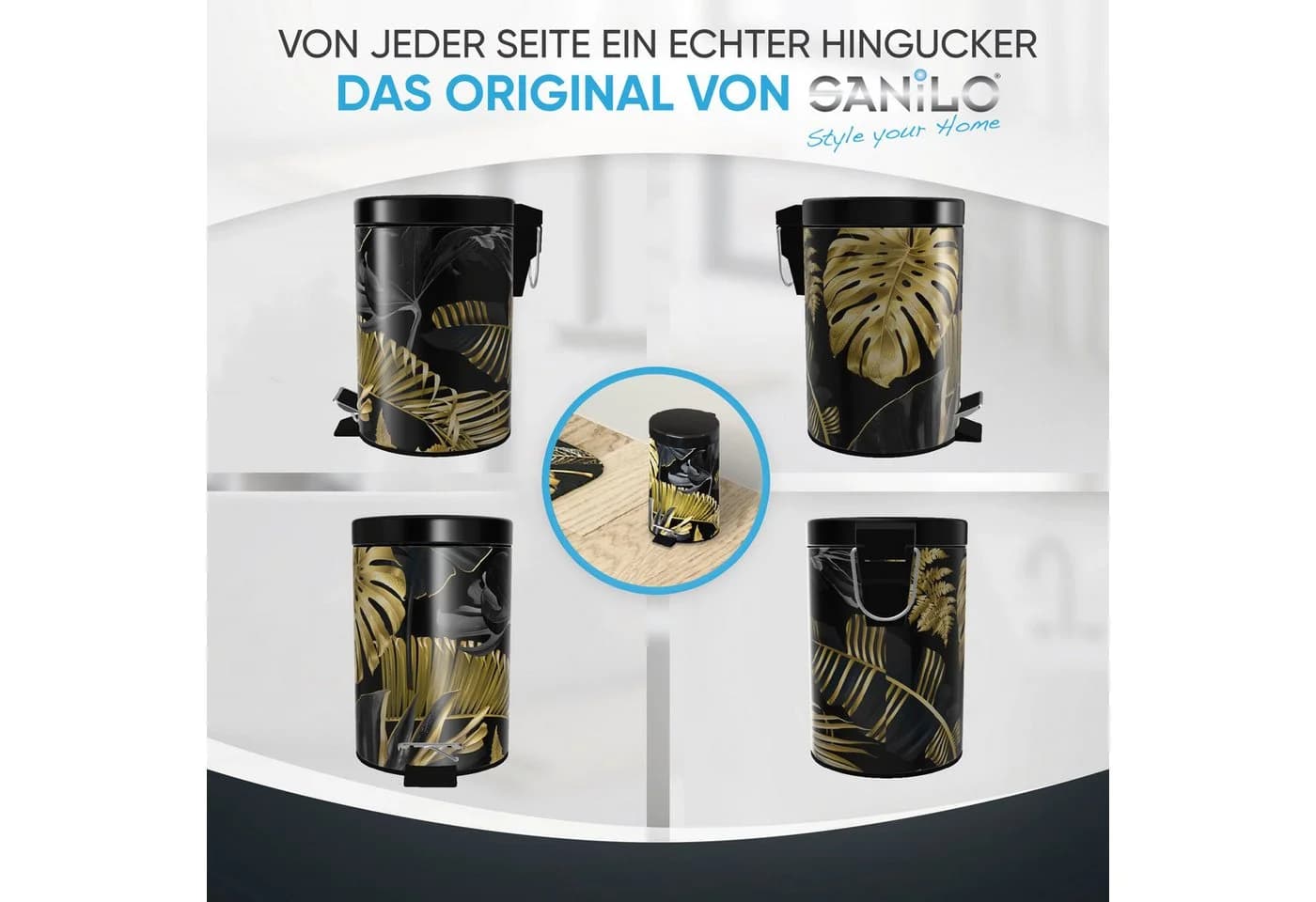 Sanilo Kosmetikeimer 3L Schwarz Fußpedal Absenkautomatik - Bild 4