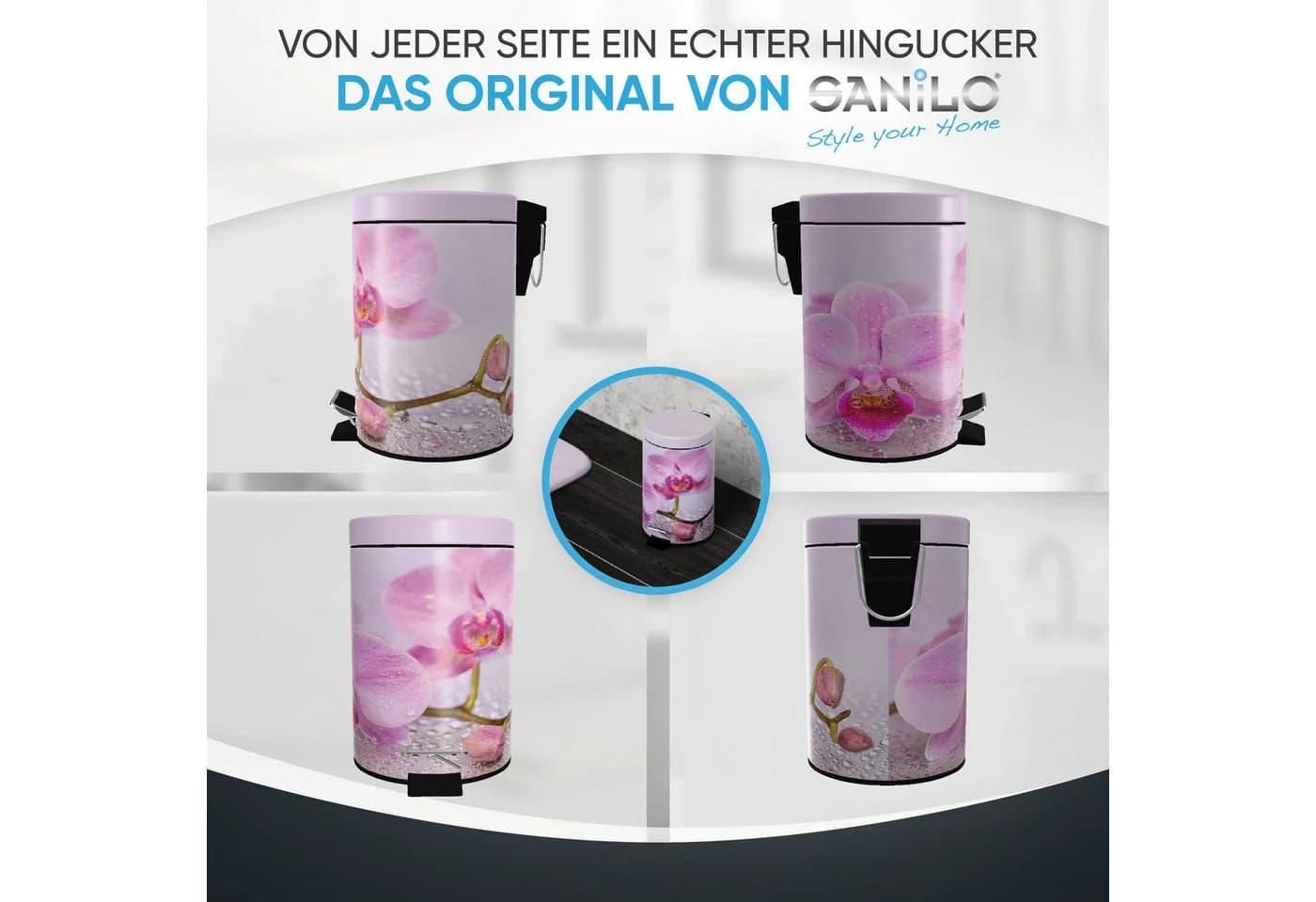Sanilo Kosmetikeimer Blooming Rosa 3L mit Absenkautomatik & Fußpedal - Bild 4