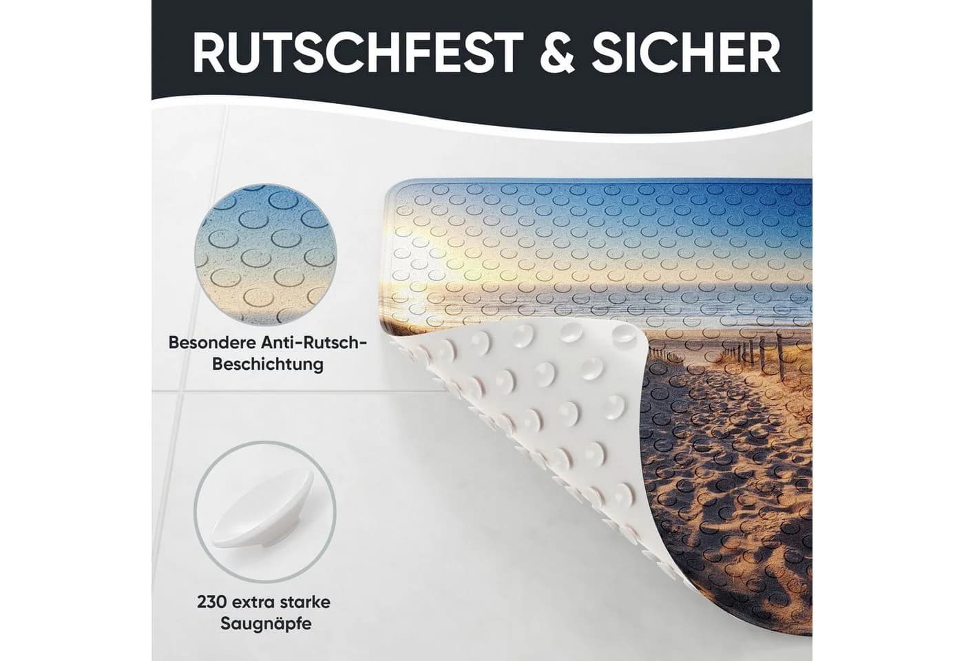 Sanilo Duschmatte 53x53 cm Rutschfest PVC mit Motiv - Bild 4