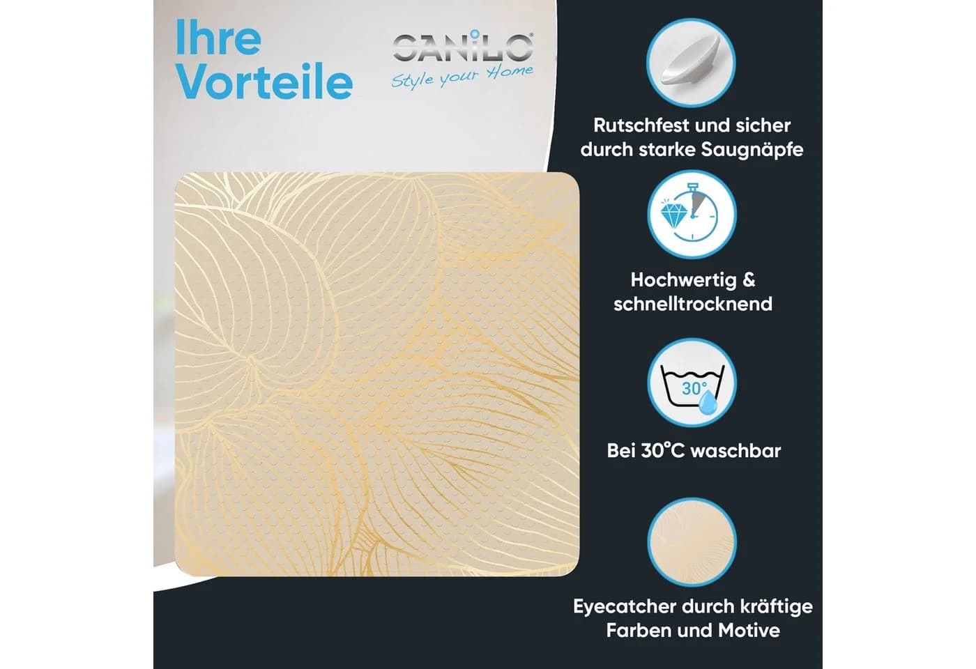 Sanilo Duschmatte Rutschfest PVC Quadratisch 53x53 cm