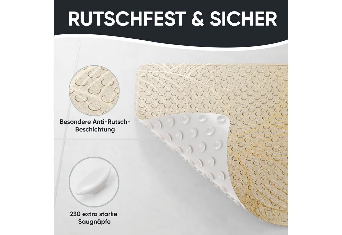 Sanilo Duschmatte Rutschfest PVC Quadratisch 53x53 cm - Bild 4