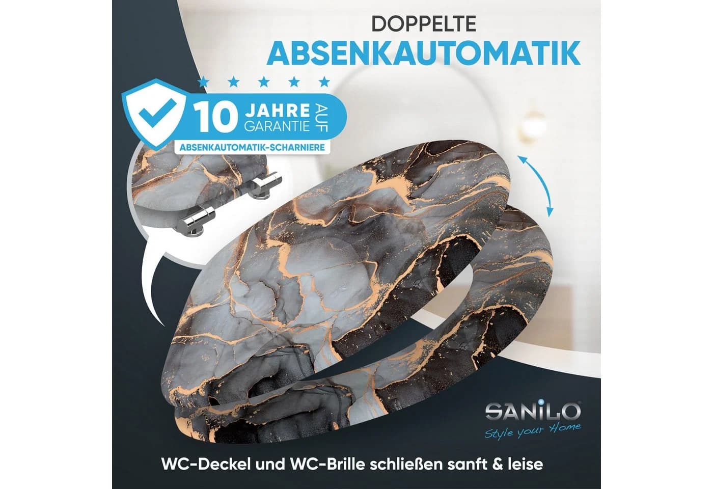 Sanilo Badaccessoire-Set 3-teilig Grau Marmor Abstrakt - Bild 3