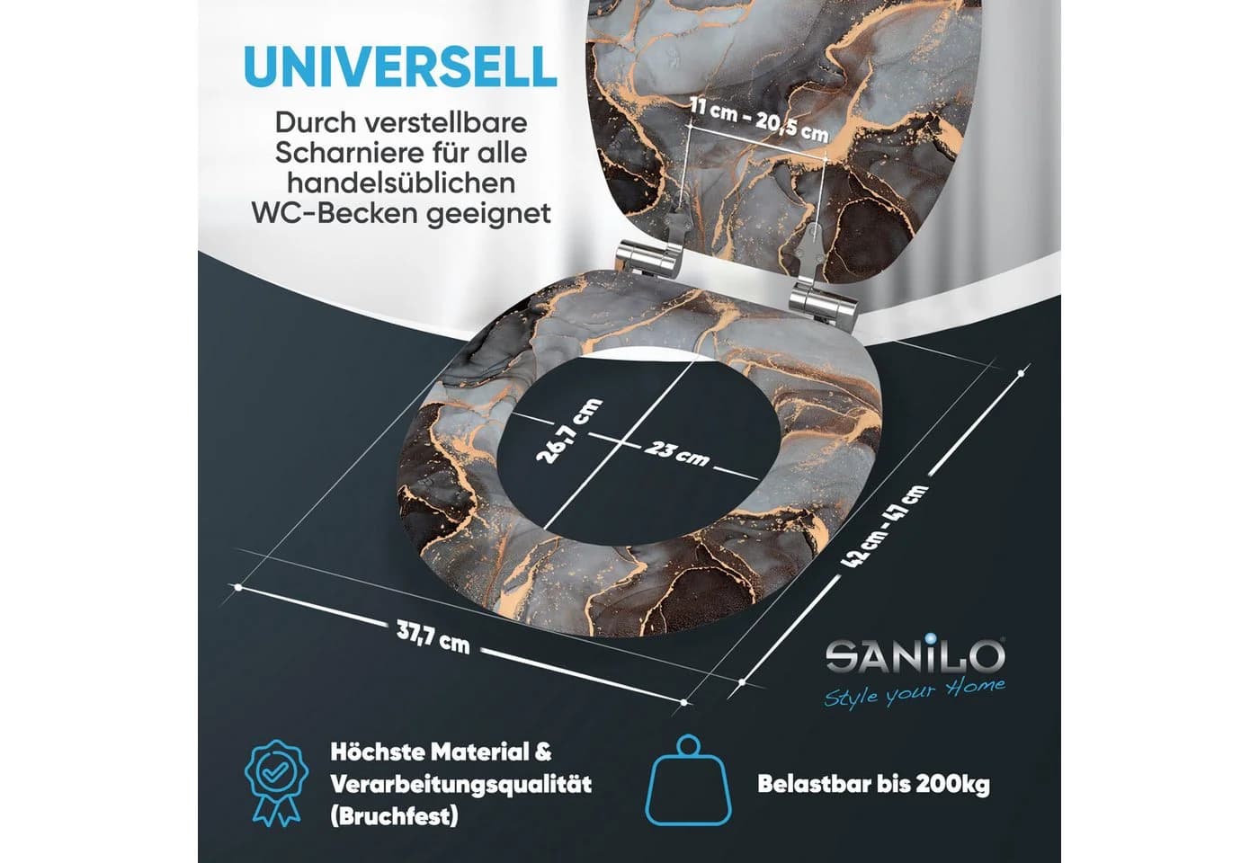 Sanilo Badaccessoire-Set 3-teilig Grau Marmor Abstrakt - Bild 5