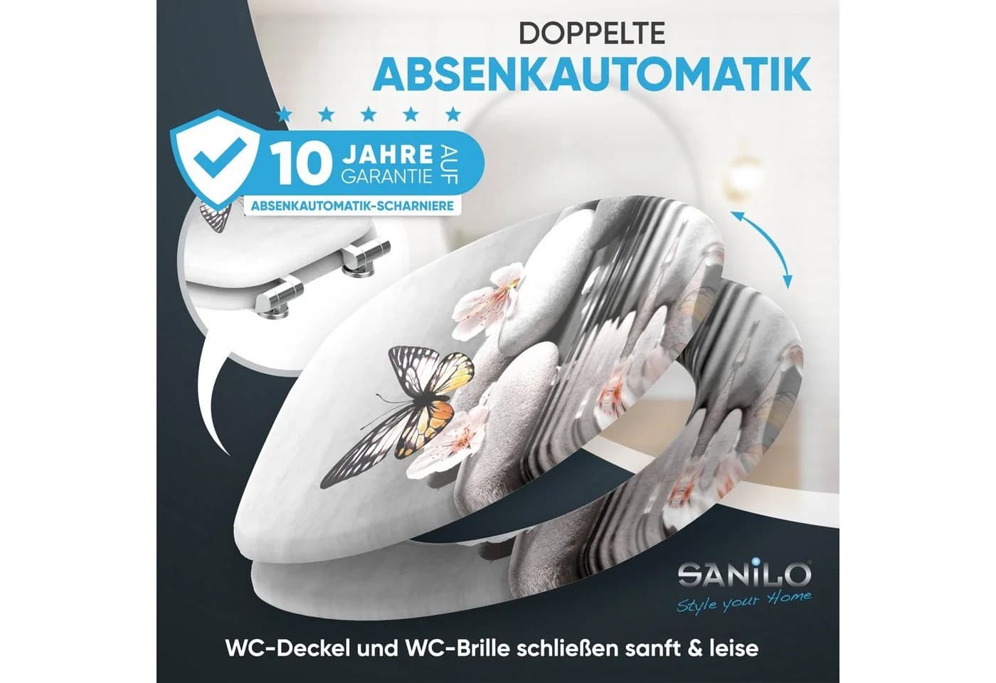 Sanilo Badaccessoire-Set 3-teilig Grau WC-Sitz mit Absenkautomatik - Bild 3
