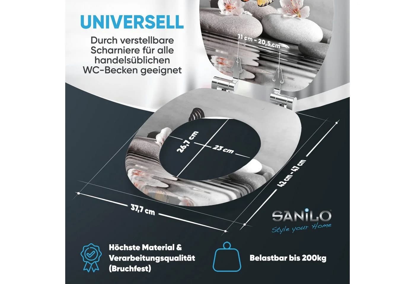 Sanilo Badaccessoire-Set 3-teilig Grau WC-Sitz mit Absenkautomatik - Bild 5