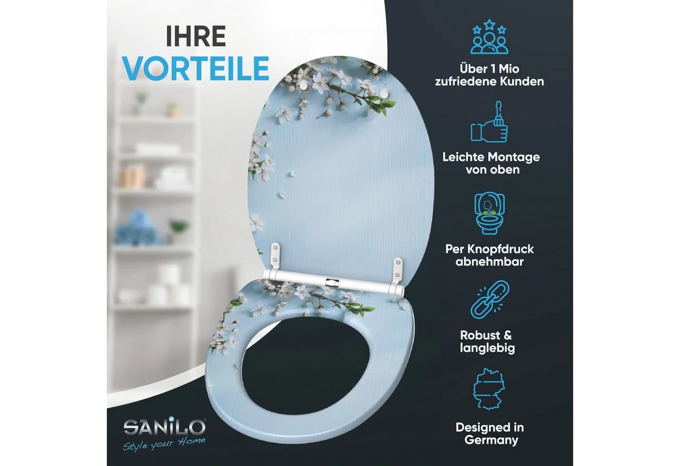 Sanilo WC-Sitz mit Absenkautomatik & Top Fix Rosa