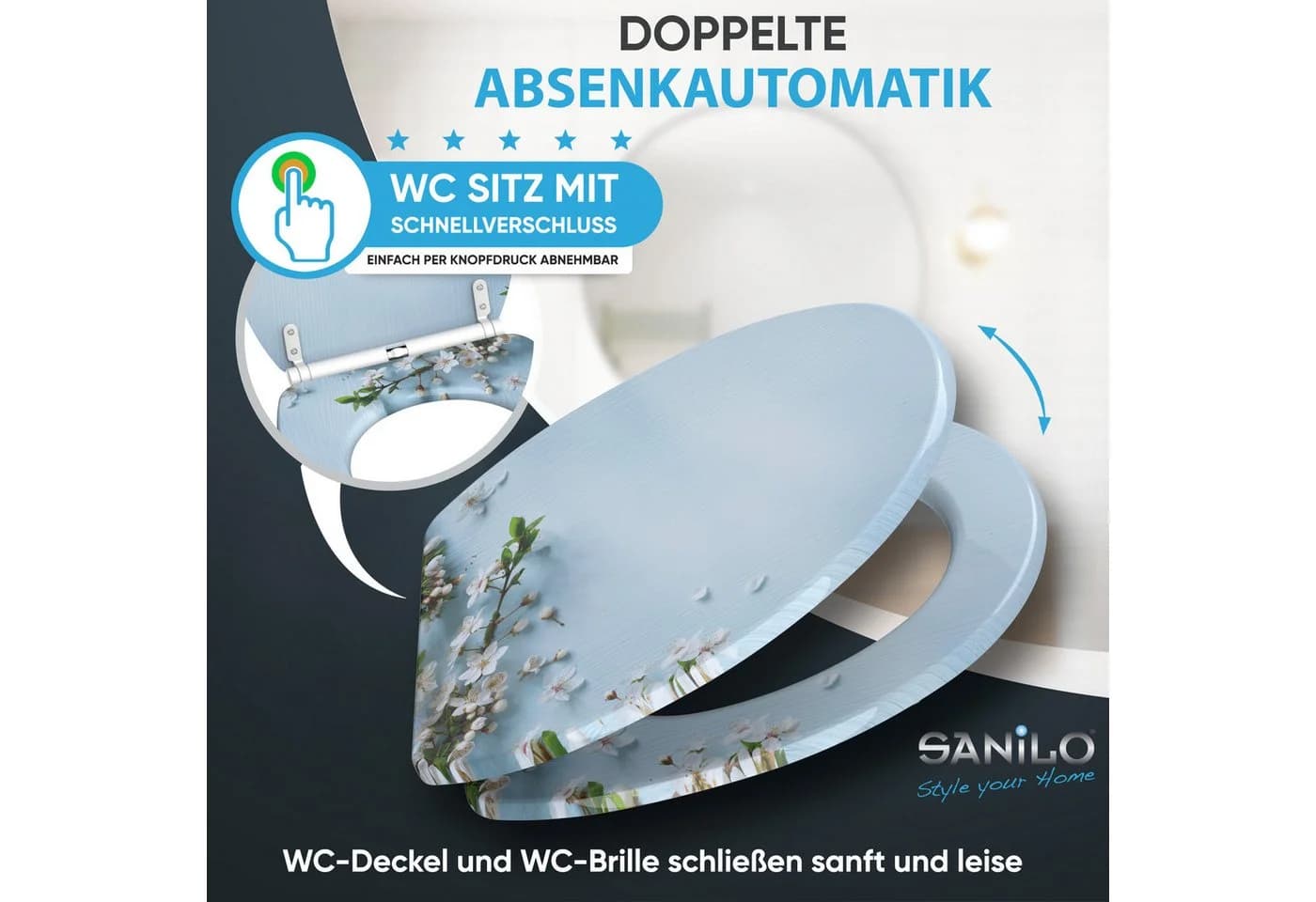 Sanilo WC-Sitz mit Absenkautomatik & Top Fix Rosa - Bild 3