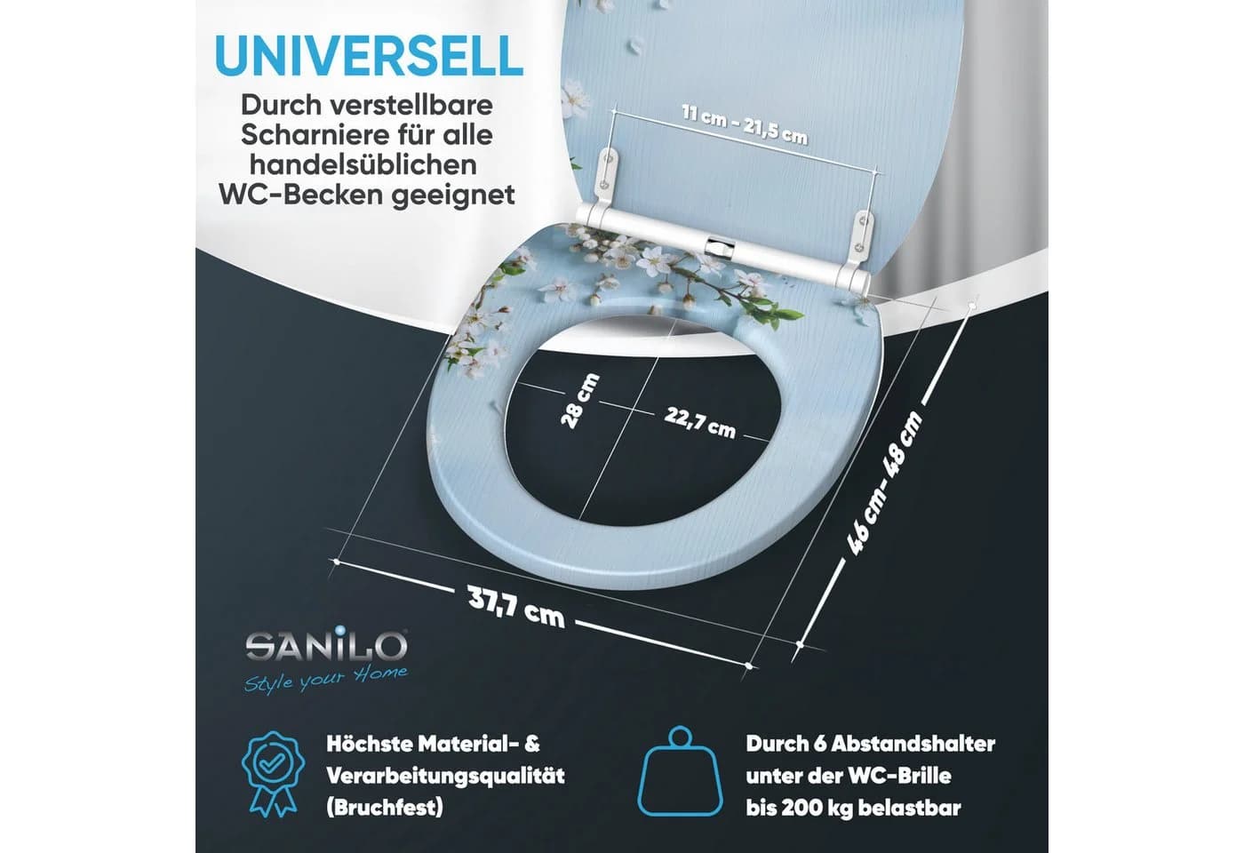 Sanilo WC-Sitz mit Absenkautomatik & Top Fix Rosa - Bild 4