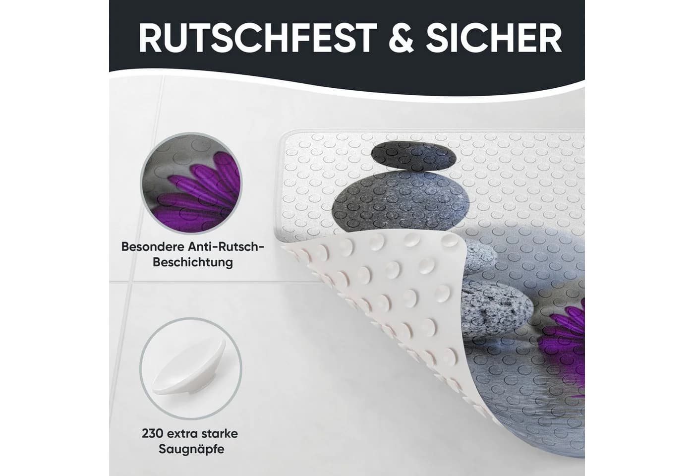 Sanilo Duschmatte mit Motiv, rutschfest, Kunststoff PVC, quadratisch, 53 x 53 cm - Bild 4