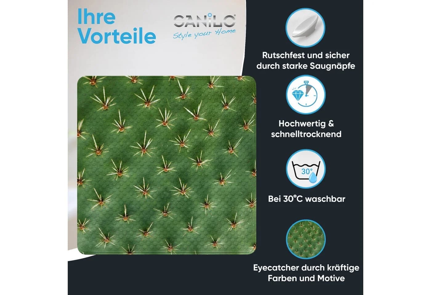 Sanilo Duschmatte Kaktus Rutschfest Kunststoff PVC
