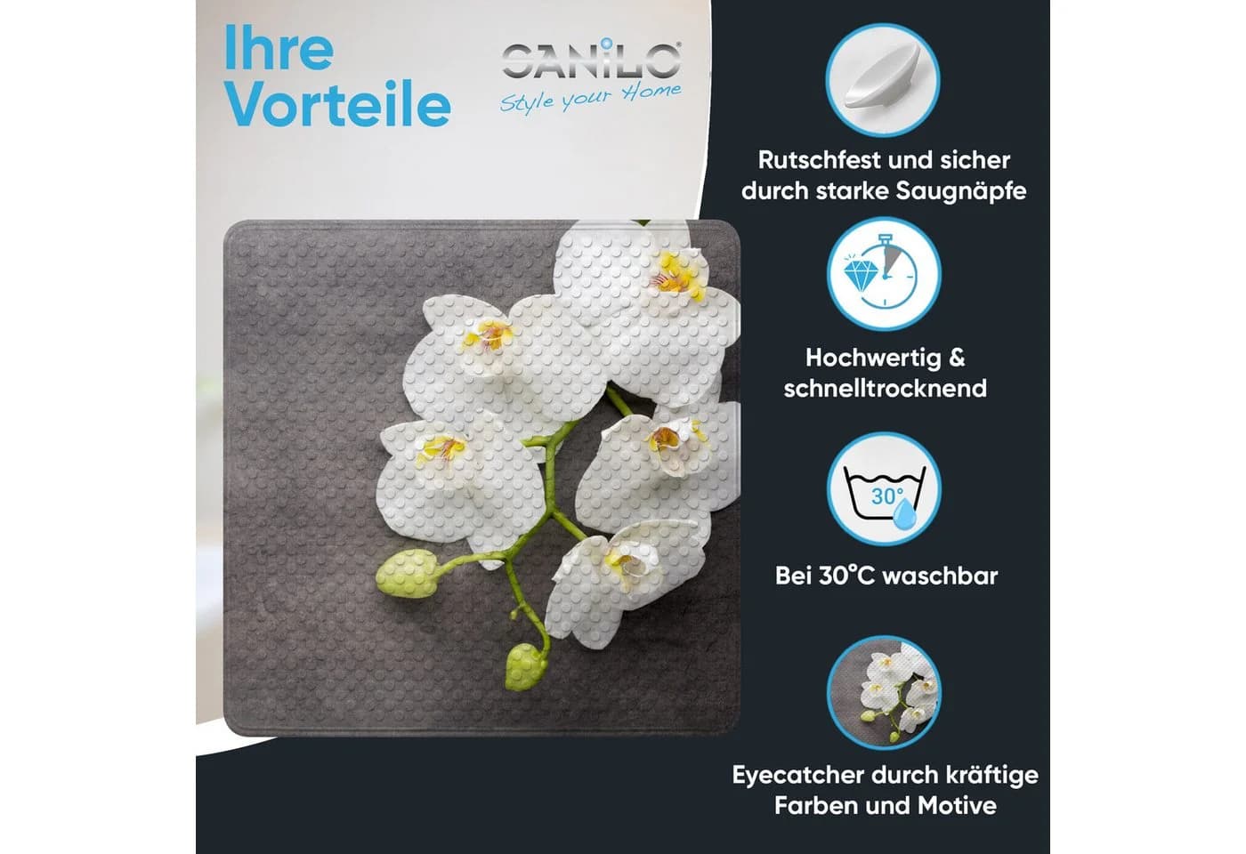 Sanilo Duschmatte Pretty Rutschfest PVC 53x53 cm
