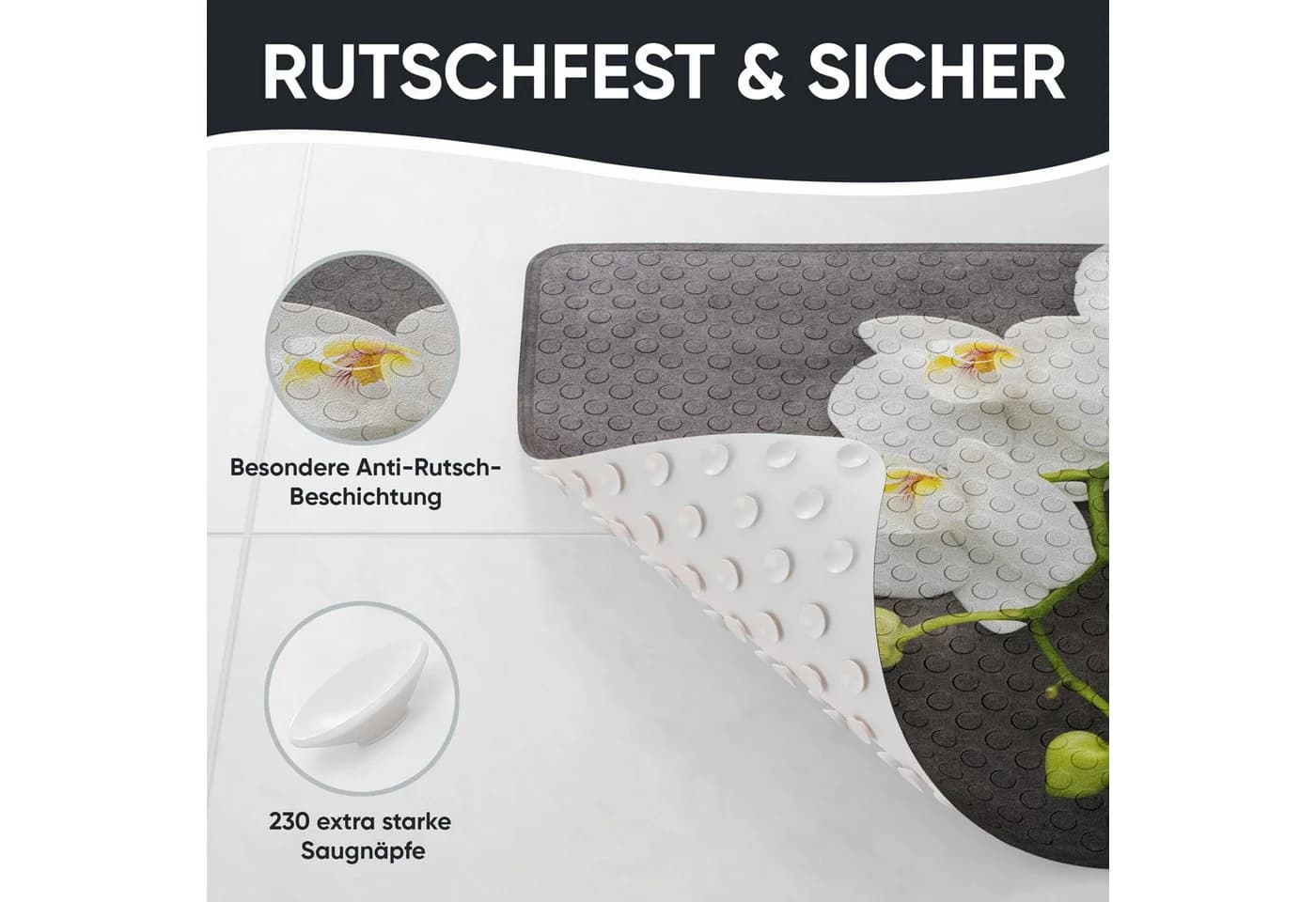 Sanilo Duschmatte Pretty Rutschfest PVC 53x53 cm - Bild 4