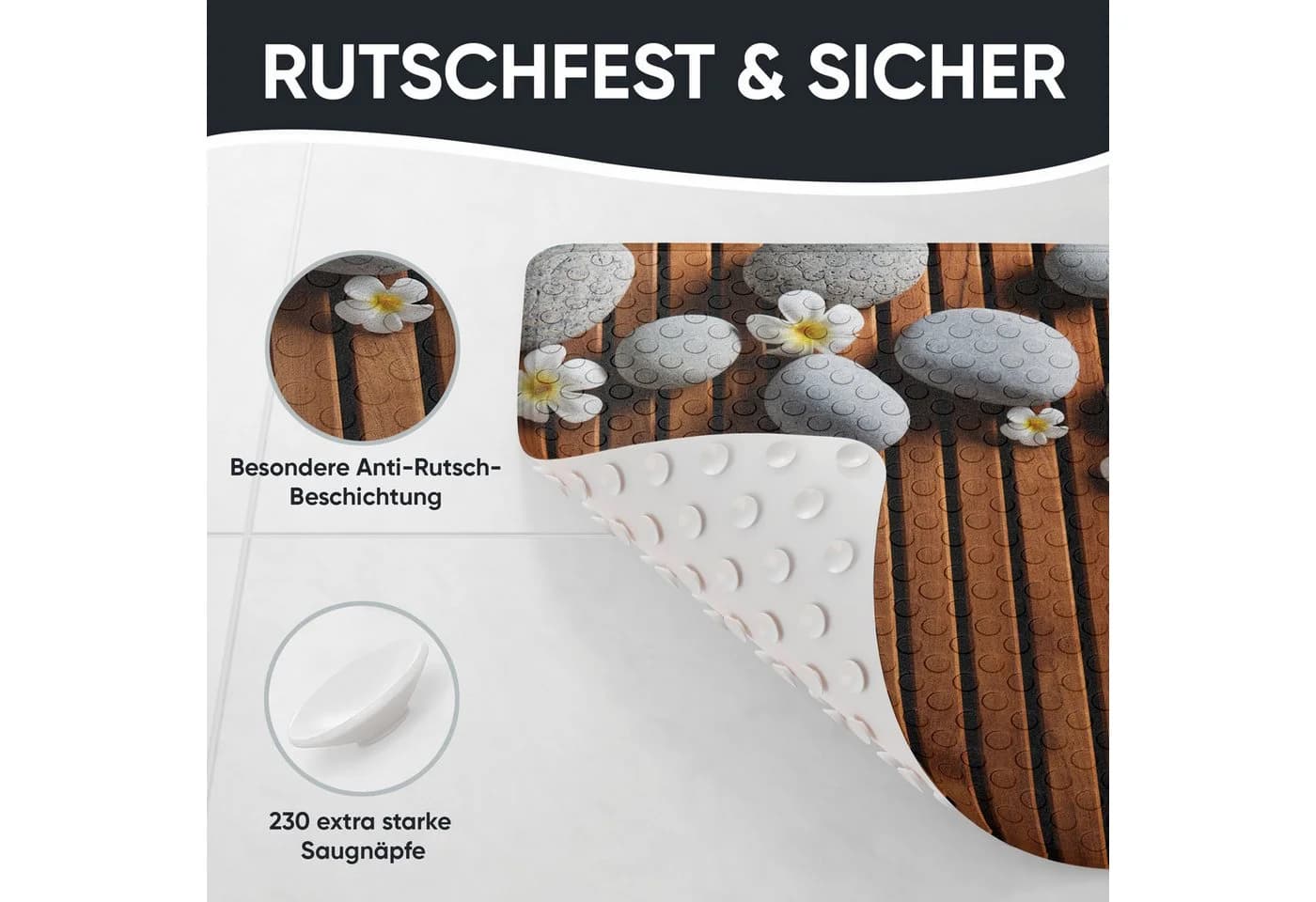 Sanilo Duschmatte Zentara Rutschfest PVC Braun - Bild 4