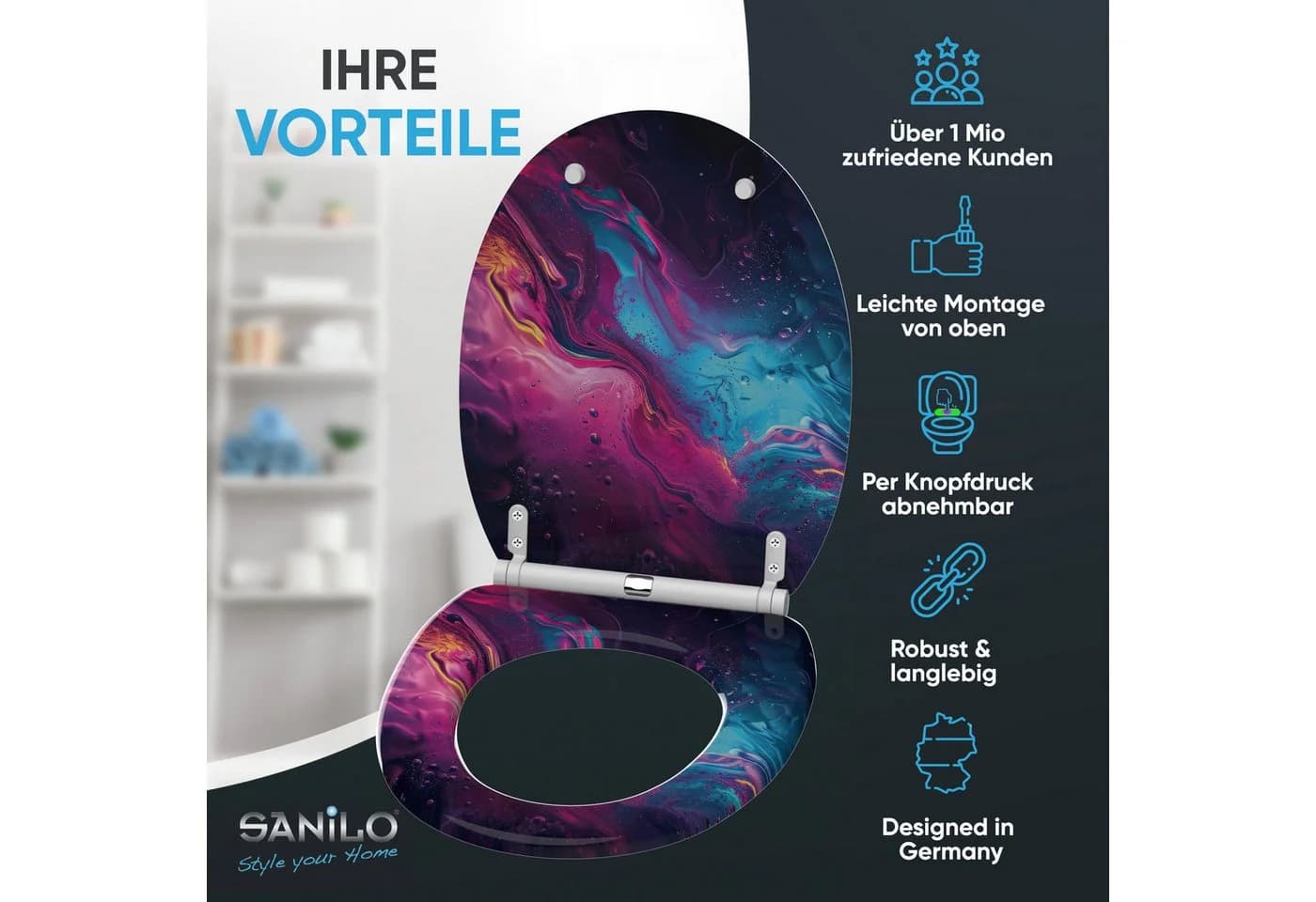 Sanilo WC-Sitz Lumen mit Absenkautomatik & Quick Release - Lila