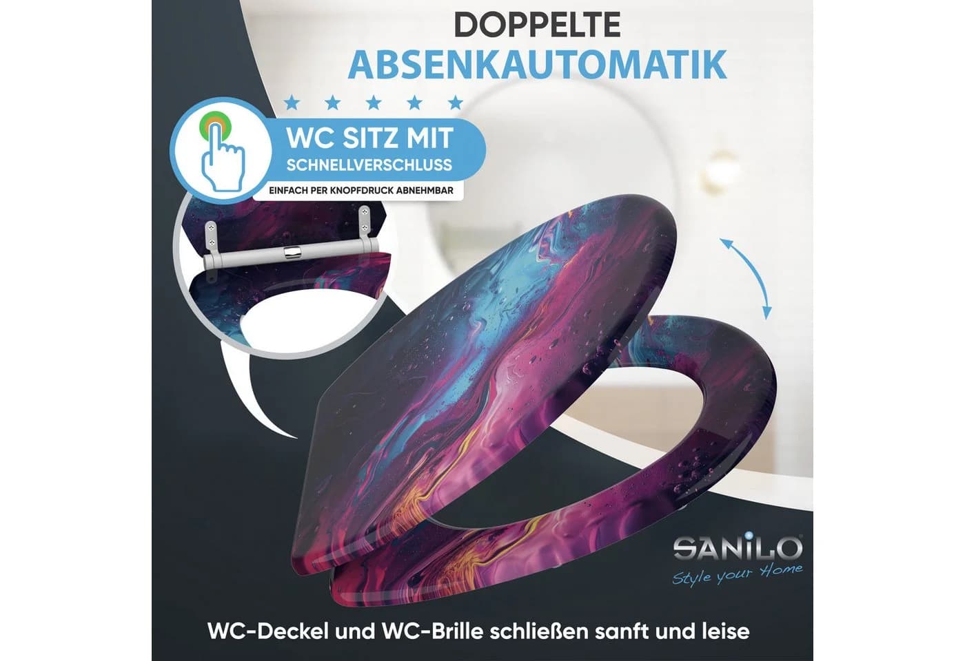 Sanilo WC-Sitz Lumen mit Absenkautomatik & Quick Release - Lila - Bild 3