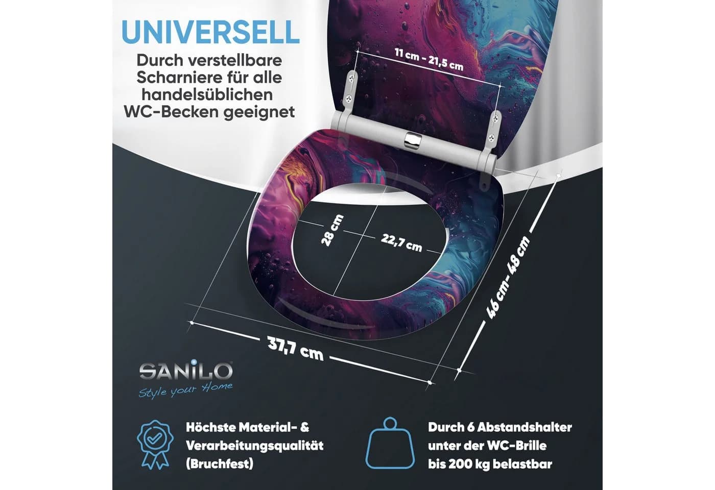 Sanilo WC-Sitz Lumen mit Absenkautomatik & Quick Release - Lila - Bild 4